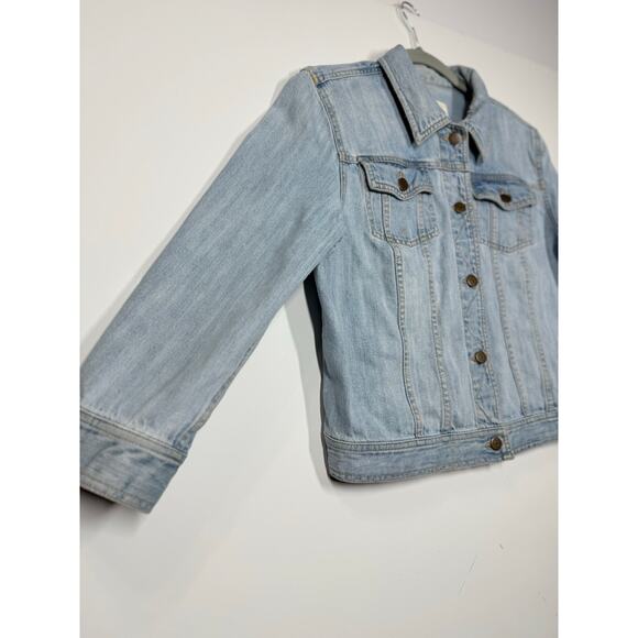 Ralph Lauren Distressed Denim Jean Jacket Short Preppy Casual Women's Size Large - Picture 9 of 11